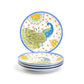 Dutch Wax 8.25" Blue Peacock Hand Crafted and Painted Dessert / Salad Plate set of 4