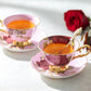 Gracie Bone China Gold Pink Stem Rose Bone China Tea Cup and Saucer
