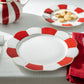 Red and White Scallop Fine Porcelain Dessert/Dinner Plate