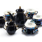 Grace Teaware Ouija Board Black Gold Luster 11-Piece Tea Set