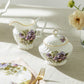 Purple Pansy Bone China 11-Piece Tea Set