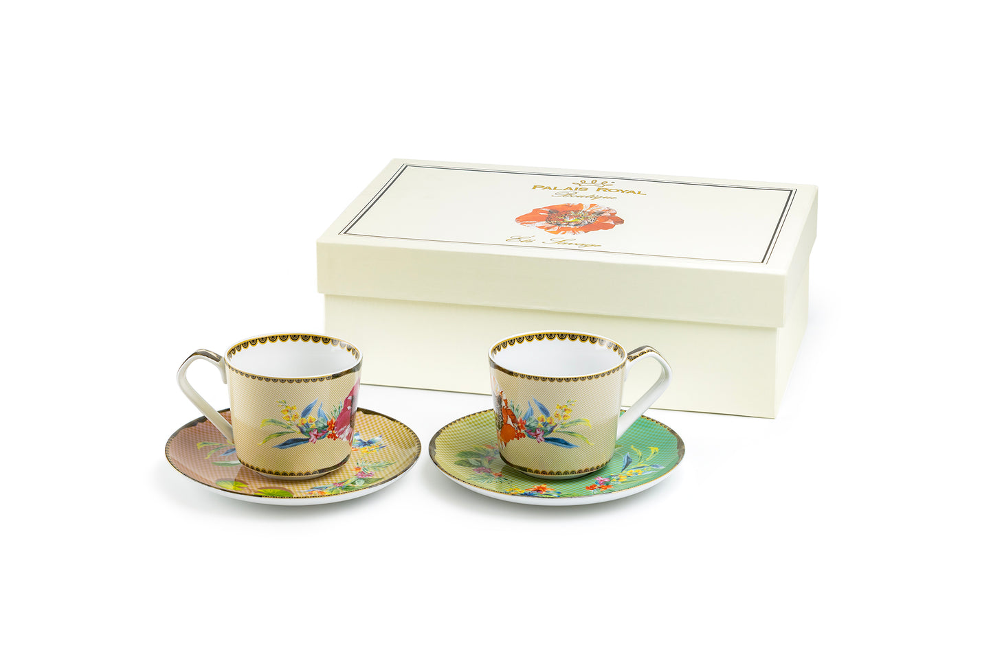 Summer Savanna Leopard Fine Porcelain Cup and Saucer Set of 2 with Gift Box