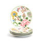 Dutch Wax 8.25" Pink Peony Hand Crafted and Painted Dessert / Salad Plate set of 4