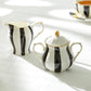 Black and White Scallop Fine Porcelain Tea Set