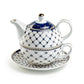 Trellis Blue Gold Fine Porcelain Tea For One Set