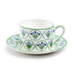 Green Bouquet Medallion Fine Porcelain Cup and Saucer