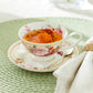Stechcol Gracie Bone China Peony and Strawberry Cream Bone China Tea Cup and Saucer Set of 1