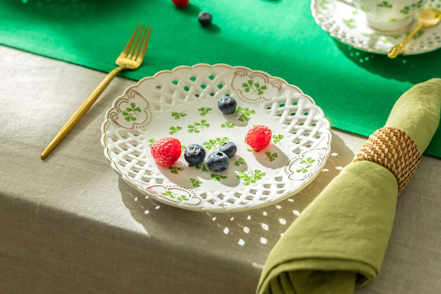 7.5" Shamrock Pierced Fine Porcelain Dessert Plate