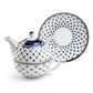 Trellis Blue Gold Fine Porcelain Tea For One Set