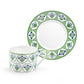 Green Bouquet Medallion Fine Porcelain Cup and Saucer