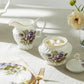 Purple Pansy Bone China 11-Piece Tea Set