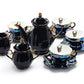 Grace Teaware Skull Black Gold Luster 11-Piece Tea Set