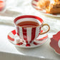 Red Carousel Stripes Fine Porcelain 5-Piece Tea Set