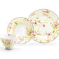 8" Rose Bud with Hummingbird Yellow Bone China Dessert Plate
