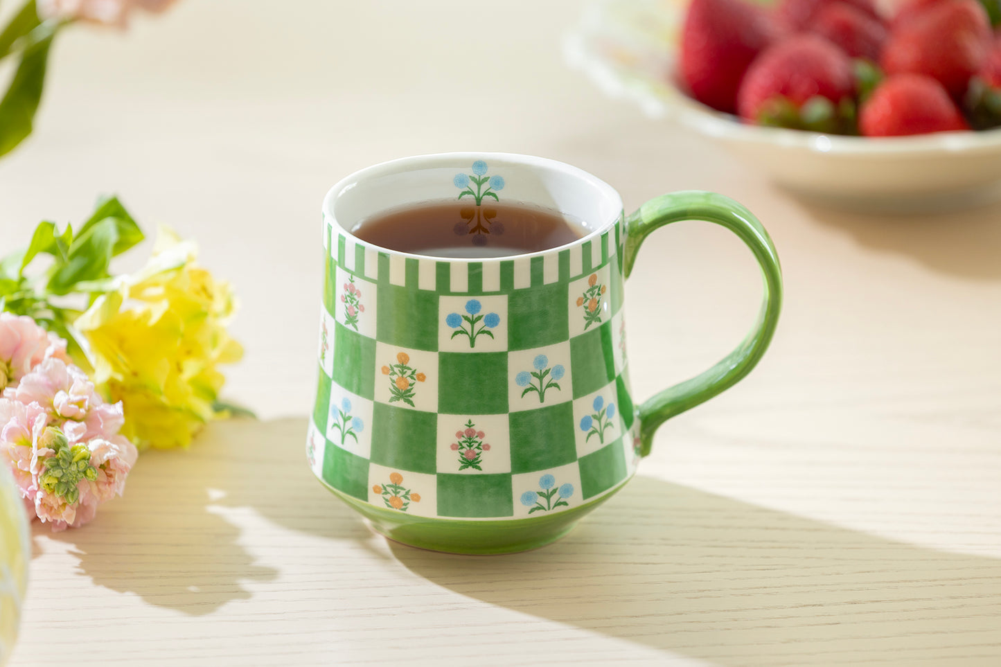Green Botanical Check Mug