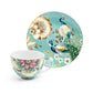 Peacock Lotus Garden Green Fine Porcelain Assorted Cup and Saucer Sets