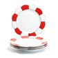 Grace Teaware Red Gold Scallop Fine Porcelain Dinner Plate set of 4