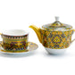 Stechol Gracie China Golden Moroccan Fine Porcelain Tea For One Teapot and Tea Cup