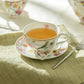Spring Flowers with Hummingbird Fine Porcelain Latte Cups Tea Set
