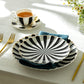 Black and White Stripe Scallop Fine Porcelain Dessert/Dinner Plate