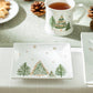 Grace Teaware Christmas Pine Trees Fine Porcelain Square Dessert Plate