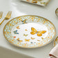 Butterflies with Blue Ornament Fine Porcelain Dessert/Dinner Plate