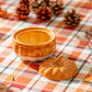 Orange Pumpkin Figural Reactive Glazed Bowl with Lid