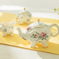 Grace Teaware Floral Rose Elephant Fine Porcelain 3-Piece Tea Set Teapot Sugar Bowl Creamer