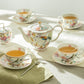 Spring Flowers with Hummingbird Fine Porcelain Latte Cups Tea Set