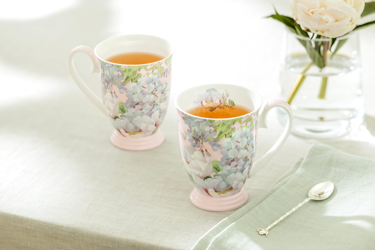 Stechcol Gracie Bone China Peony Bloom Pink Bone China Footed Mug