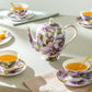 Stechcol Gracie Bone China Purple Gold Pansy Bone China Tea Set
