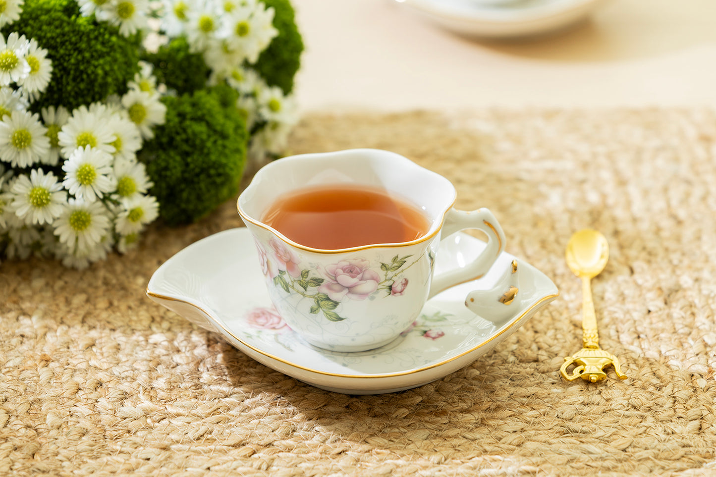 Songbird Rose Fine Porcelain Tea Cup and Saucer