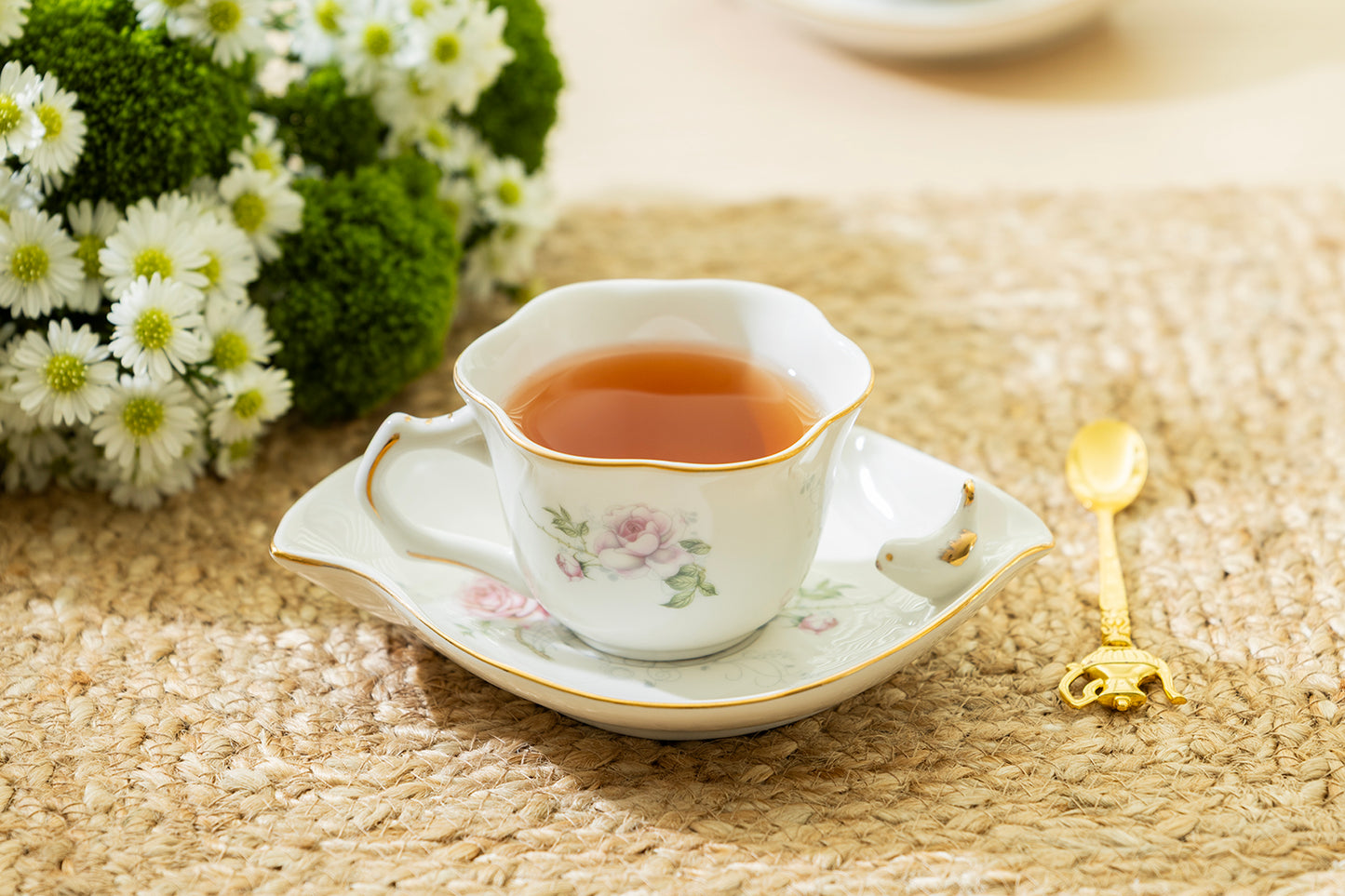 Songbird Rose Fine Porcelain Tea Cup and Saucer