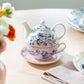 Blue Blossom Pink Fine Porcelain Tea For One Set