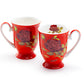 Stechcol Gracie Bone China Stem Rose Red Bone China Footed Mug set of 2