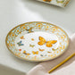 Butterflies with Blue Ornament Fine Porcelain Dessert/Dinner Plate