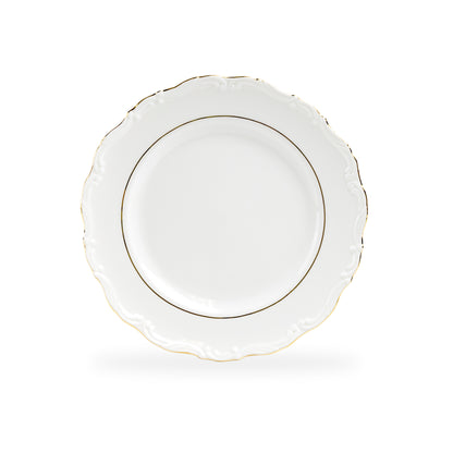 Rococo White Gold Fine Porcelain Dessert/Dinner Plate
