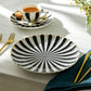 Black and White Stripe Scallop Fine Porcelain Dessert/Dinner Plate