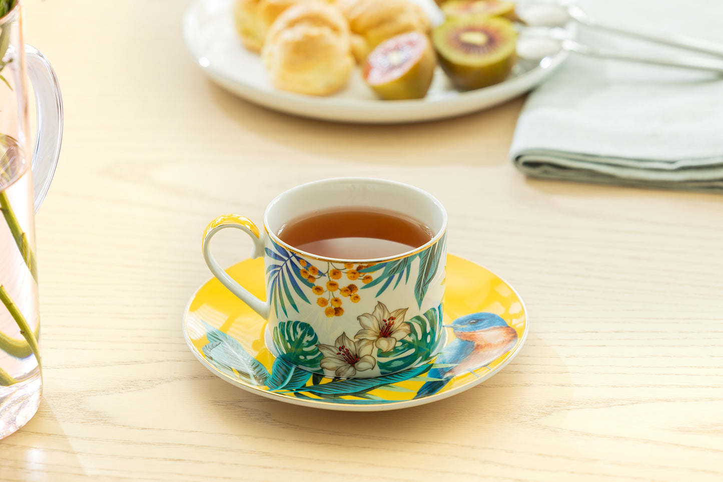 Tropical Bird Fine Porcelain Cup and Saucer