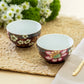 Peacock Lotus Garden Plum Blossom Fine Porcelain Tidbit Bowls Set of 2