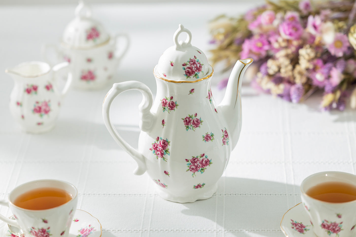 Rose Bud Fine Porcelain 11-Piece Mini Tea Set