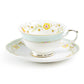 Yellow Corn Flowers with Mint Rim Fine Porcelain Tea Cup and Saucer