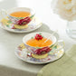 Red Peony Yellow Bone China Cup and Saucer