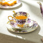 Purple Pansy Gold Bone China Tea Cup and Saucer