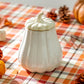 White Pumpkin Figural Reactive Glazed Jar with Silicone Seal Lid