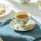 Blue Rose Toile Fine Porcelain Tea Cup and Saucer