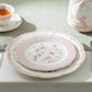 Pink Corn Flowers with Pink Rim Fine Porcelain Dessert/Dinner Plate
