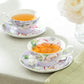 Peony Bloom Purple Bone China Cup and Saucer