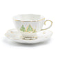 Grace Teaware Christmas Pine Trees Fine Porcelain Tea Cup and Saucer