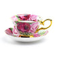 Stechcol Gracie Bone China Rose Bloom Gold Bone China Tea Cup and Saucer